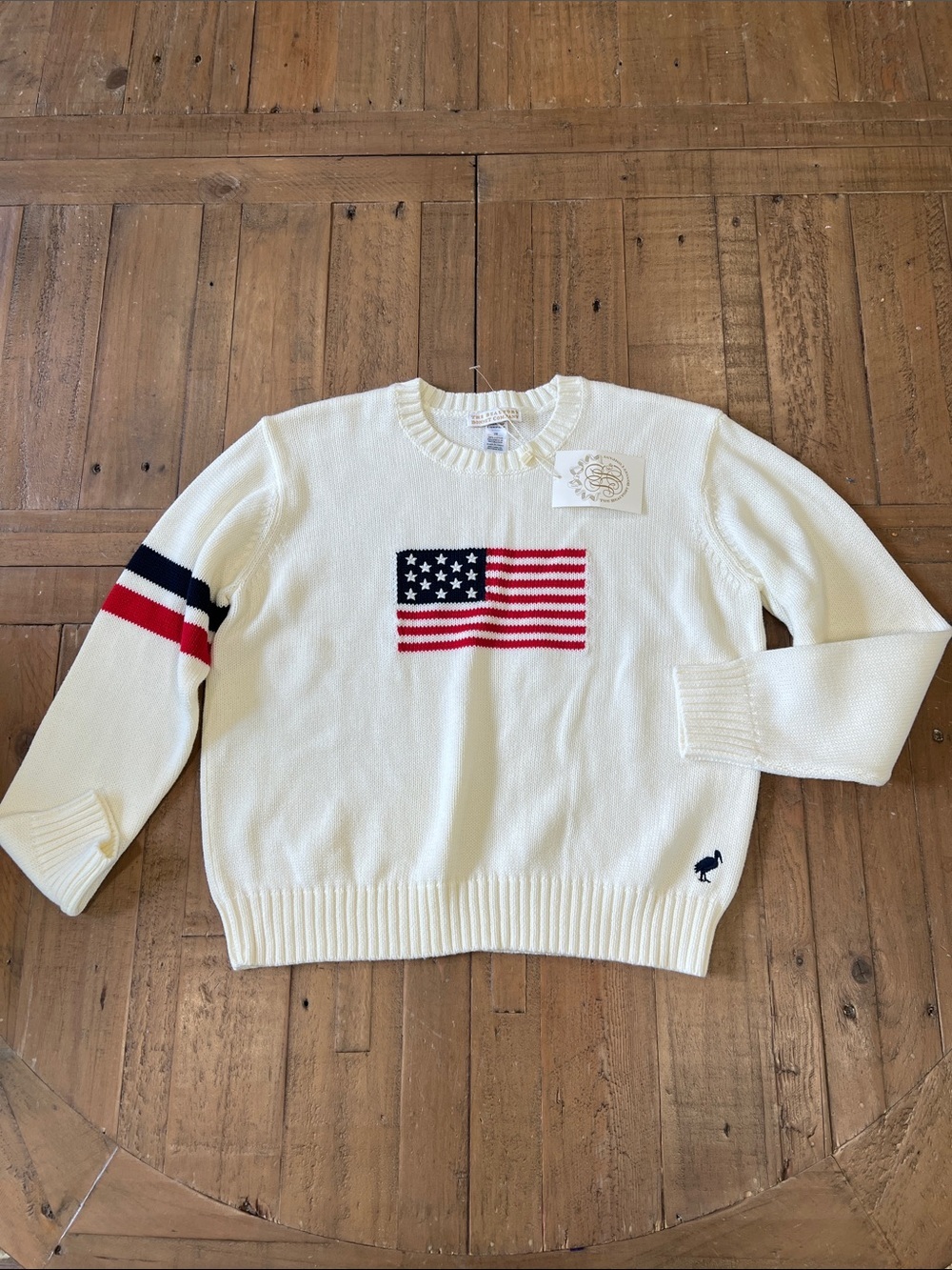 The Beaufort bonnet company seton sweater American flag intarsia kids 10 knit